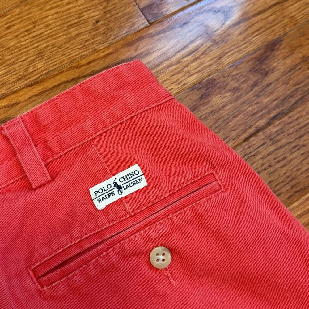 Vintage Polo Ralph Lauren Andrew Pants Fits Mens 34x29 Salmon Pink Pleated Chino